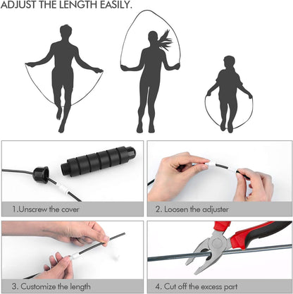 Corde à sauter rapide anti-enchevêtrement avec câble et roulements à billes