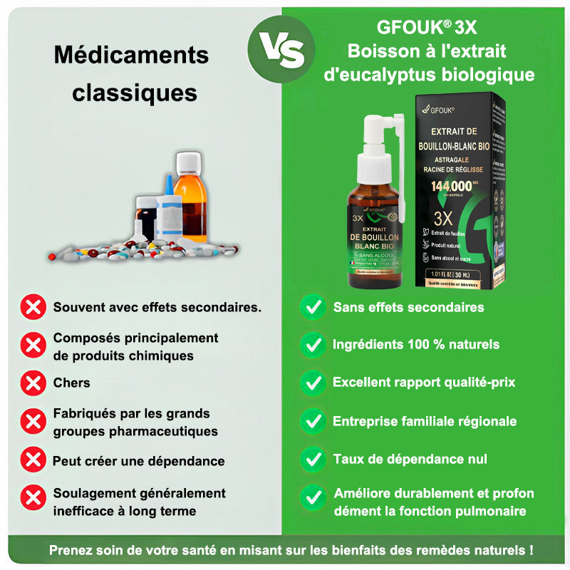 💥💖 GFOUK® Spray de Nettoyage Pulmonaire au Bouillon-blanc Concentré 3X — Pour la difficulté à expectorer, l'essoufflement, l'excès de mucus, la bronchite et les infections pulmonaires