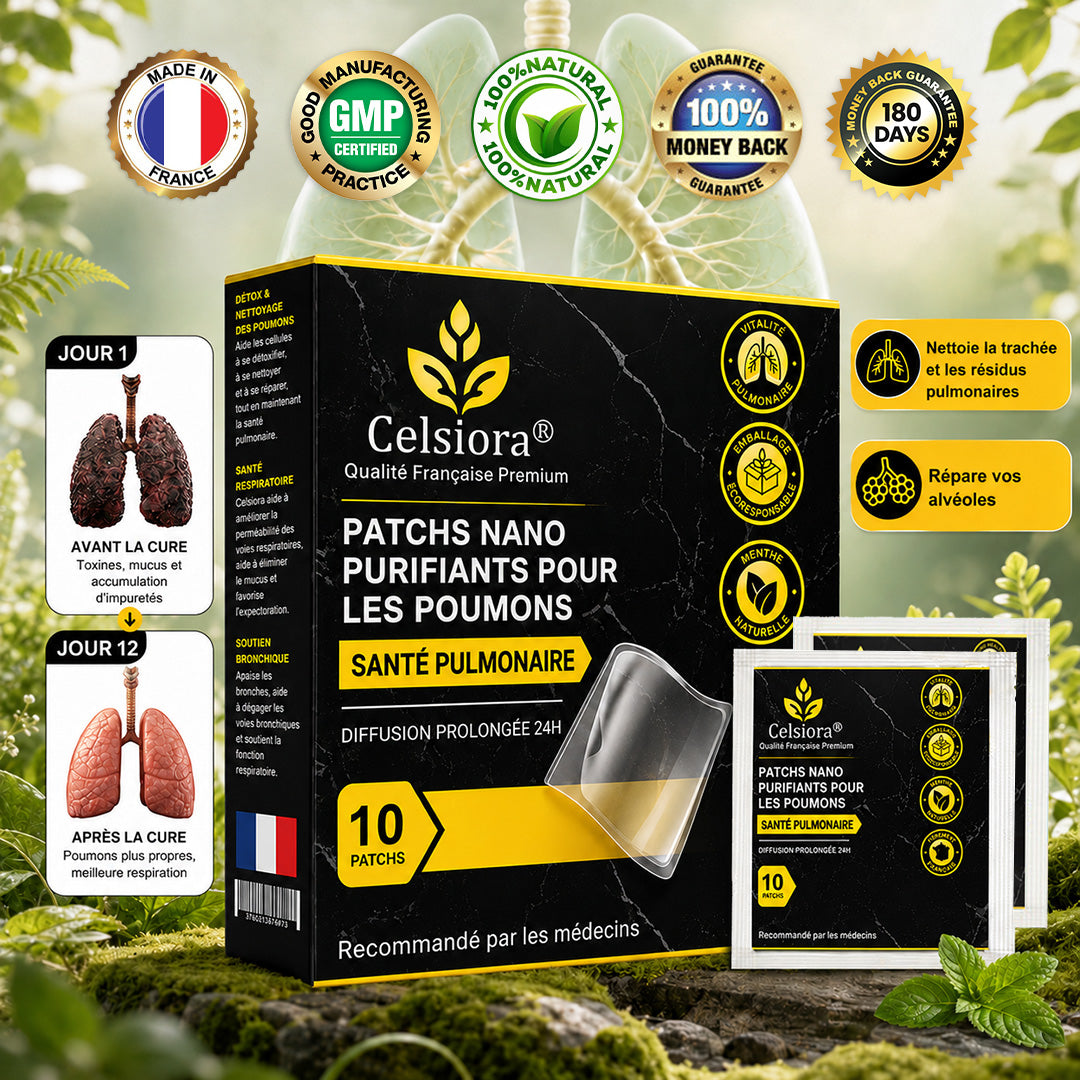 💥💝Celsiora® Patchs Nano Purifiants pour les Poumons (Pour mucus tenace, BPCO, oppression thoracique, essoufflement, toux persistante, pneumonie)